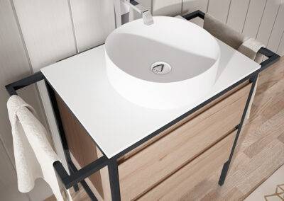 meuble salle de bain bois et noir