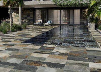 Piscine terrasse pierre de bali