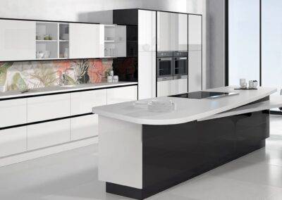 cuisine blanche laquée et noire