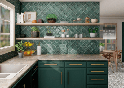 cuisine carreaux zellige vert losange